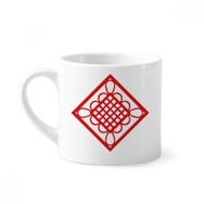 Dıythinker 170 ml Beyaz Elmas Kırmızı Çin Düğümü Kağıt Kesim Mini Kahve Seramik Kupa