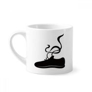 Dıythinker 170 ml Beyaz Erkek Spor Ayakkabıları Siyah Silüet Desenli Mini Kahve Seramik Kupa