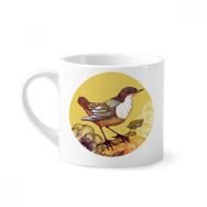 Dıythinker 170 ml Beyaz Eskiz Sevimli Kuş Çiçekleri Mini Kahve Seramik Kupa