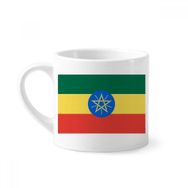 Dıythinker 170 ml Beyaz Etiyopya Ulusal Bayrak Afrika Ülke Mini Kahve Seramik Kupa