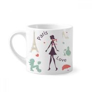 Dıythinker 170 ml Beyaz Eyfel Kulesi Paris Lady Fransa Simgesi Mini Kahve Seramik Kupa
