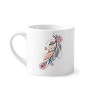 Dıythinker 170 ml Beyaz Feather Kadın Pembe Çiçek Kültürü Mini Kahve Seramik Kupa
