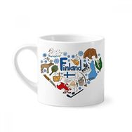 Dıythinker 170 ml Beyaz Finlandiya Aşk Kalp Landscap Ulusal Bayrak Mini Kahve Seramik Kupa