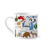 Dıythinker 170 ml Beyaz Finlandiya Landscap Hayvanlar Ulusal Bayrak Mini Kahve Seramik Kupa