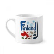 Dıythinker 170 ml Beyaz Finlandiya Ulusal Simge Simgesi Desenli Mini Kahve Seramik Kupa