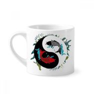 Dıythinker 170 ml Beyaz Fish China Taichi Sekiz Diyagram Mini Kahve Seramik Kupa