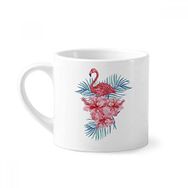 Dıythinker 170 ml Beyaz Flamingo Bitki Yaprak Sembollü Mini Kahve Seramik Kupa