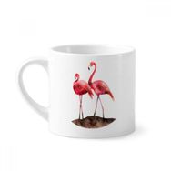 Dıythinker 170 ml Beyaz Flamingo çift Kırmızı Aşk Mini Kahve Seramik Kupa