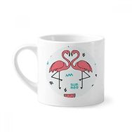 Dıythinker 170 ml Beyaz Flamingo çift Sevgili Mini Kahve Seramik Kupa