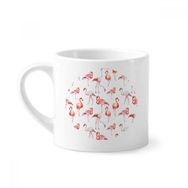 Dıythinker 170 ml Beyaz Flamingo Desenli Pembe Beyaz Mini Kahve Seramik Kupa