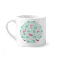Dıythinker 170 ml Beyaz Flamingo Desenli Pembe Yeşil Mini Kahve Seramik Kupa