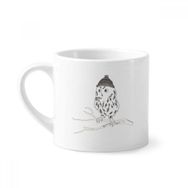 Dıythinker 170 ml Beyaz Freehand Sketch Owl Head Mini Kahve Seramik Kupa