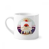Dıythinker 170 ml Beyaz Fuji Dağı Japon Ukiyo-e Sumo Mini Kahve Seramik Kupa