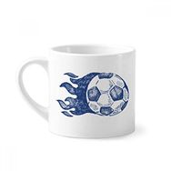 Dıythinker 170 ml Beyaz Futbol Alev Mavi Desenli Futbol Mini Kahve Seramik Kupa