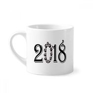 Dıythinker 170 ml Beyaz Garland 2018 Font Happy New Year Mini Kahve Seramik Kupa