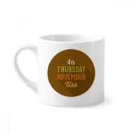 Dıythinker 170 ml Beyaz Garland Şükran Günü Yuvarlak Desenli Mini Kahve Seramik Kupa