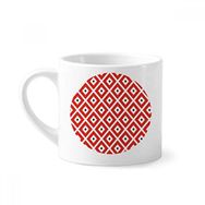 Dıythinker 170 ml Beyaz Geometri Kırmızı Siyah Desenli Japon Mini Kahve Seramik Kupa
