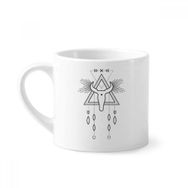 Dıythinker 170 ml Beyaz Geometri Uzaylı Sembolü Totem Desenli Mini Kahve Seramik Kupa