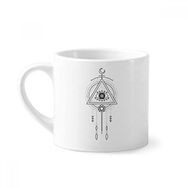 Dıythinker 170 ml Beyaz Geometri Uzaylı Üçgen Totem Desenli Mini Kahve Seramik Kupa