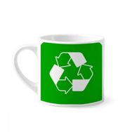 Dıythinker 170 ml Beyaz Geri Dönüşüm Yeşil Kare Uyarı İşareti Mini Kahve Seramik Kupa