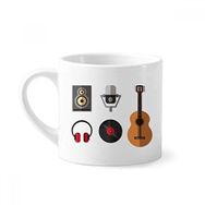 Dıythinker 170 ml Beyaz Gitar Kulaklık CD Mikrofon Müzik Desenli Mini Kahve Seramik Kupa