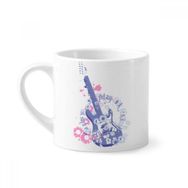Dıythinker 170 ml Beyaz Gitar Müzik Taze Desen İllüstrasyon Mini Kahve Seramik Kupa