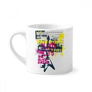 Dıythinker 170 ml Beyaz Gitar Pembe Sarı Müzik Enstrüman Desenli Mini Kahve Seramik Kupa