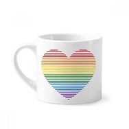 Dıythinker 170 ml Beyaz Gökkuşağı Eşcinsel Astarlı Kalp LGBT Mini Kahve Seramik Kupa