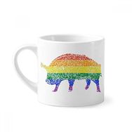 Dıythinker 170 ml Beyaz Gökkuşağı Eşcinsel Domuz LGBT Mini Kahve Seramik Kupa