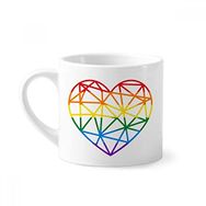 Dıythinker 170 ml Beyaz Gökkuşağı Eşcinsel Modelleme Kalp LGBT Mini Kahve Seramik Kupa