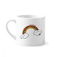 Dıythinker 170 ml Beyaz Gökkuşağı Hava Rüzgar İllüstrasyon Desen Mini Kahve Seramik Kupa
