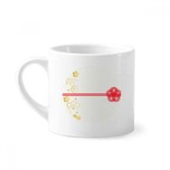 Dıythinker 170 ml Beyaz Golden Sakura Geometri Çiçek Desenli Mini Kahve Seramik Kupa
