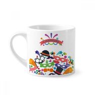 Dıythinker 170 ml Beyaz Gözlük Şapka Maskesi Happy Carnival Of Venice Mini Kahve Seramik Kupa