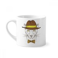 Dıythinker 170 ml Beyaz Gözlükler Leopar Yakışıklı Mini Kahve Seramik Kupa