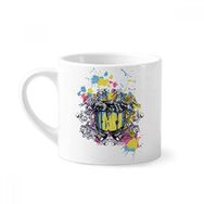 Dıythinker 170 ml Beyaz Grafiti Sokak Barrel Gitar Eller Desenli Mini Kahve Seramik Kupa