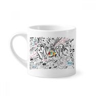 Dıythinker 170 ml Beyaz Grafiti Sokak Kültürü Müzik Ses Hacimli Mini Kahve Seramik Kupa