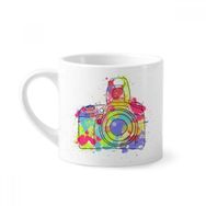 Dıythinker 170 ml Beyaz Grafiti Sokak Kültürü Renkli Kamera Mini Kahve Seramik Kupa