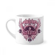 Dıythinker 170 ml Beyaz Grafiti Sokak Pembe Kafatası Açı Saat Desenli Mini Kahve Seramik Kupa