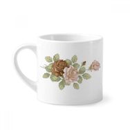 Dıythinker 170 ml Beyaz Gül Çiçekleri Yapraklar Çizim Beyaz Güller Mini Kahve Seramik Kupa