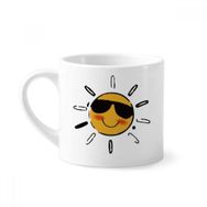 Dıythinker 170 ml Beyaz Güneş Gözlüğü Hava Güneş İllüstrasyon Desen Mini Kahve Seramik Kupa