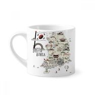 Dıythinker 170 ml Beyaz Güney Kore Haritası Simgeler Mini Kahve Seramik Kupa