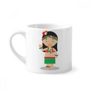 Dıythinker 170 ml Beyaz Güzel Kız Hawaii Çizgi Film Mini Kahve Seramik Kupa