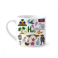 Dıythinker 170 ml Beyaz Haiti Landscap Hayvanlar Ulusal Bayrak Mini Kahve Seramik Kupa