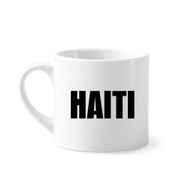 Dıythinker 170 ml Beyaz Haiti Ülke Adı Siyah Mini Kahve Seramik Kupa