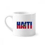 Dıythinker 170 ml Beyaz Haiti Ülke Bayrağı İsim Mini Kahve Seramik Kupa