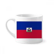 Dıythinker 170 ml Beyaz Haiti Ulusal Bayrağı Kuzey Amerika Ülke Mini Kahve Seramik Kupa