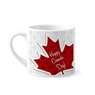 Dıythinker 170 ml Beyaz Happy Canada Day 4 Temmuz Akçaağaç Yaprağı Doku Mini Kahve Seramik Kupa