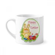 Dıythinker 170 ml Beyaz Happy Easter Sarı Tavşan Çocuk Yumurta Kültürü Mini Kahve Seramik Kupa
