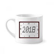 Dıythinker 170 ml Beyaz Happy New Year 2018 Saat Tasarımı Mini Kahve Seramik Kupa