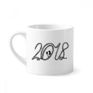 Dıythinker 170 ml Beyaz Happy New Year String 2018 Yazı Tipi Mini Kahve Seramik Kupa